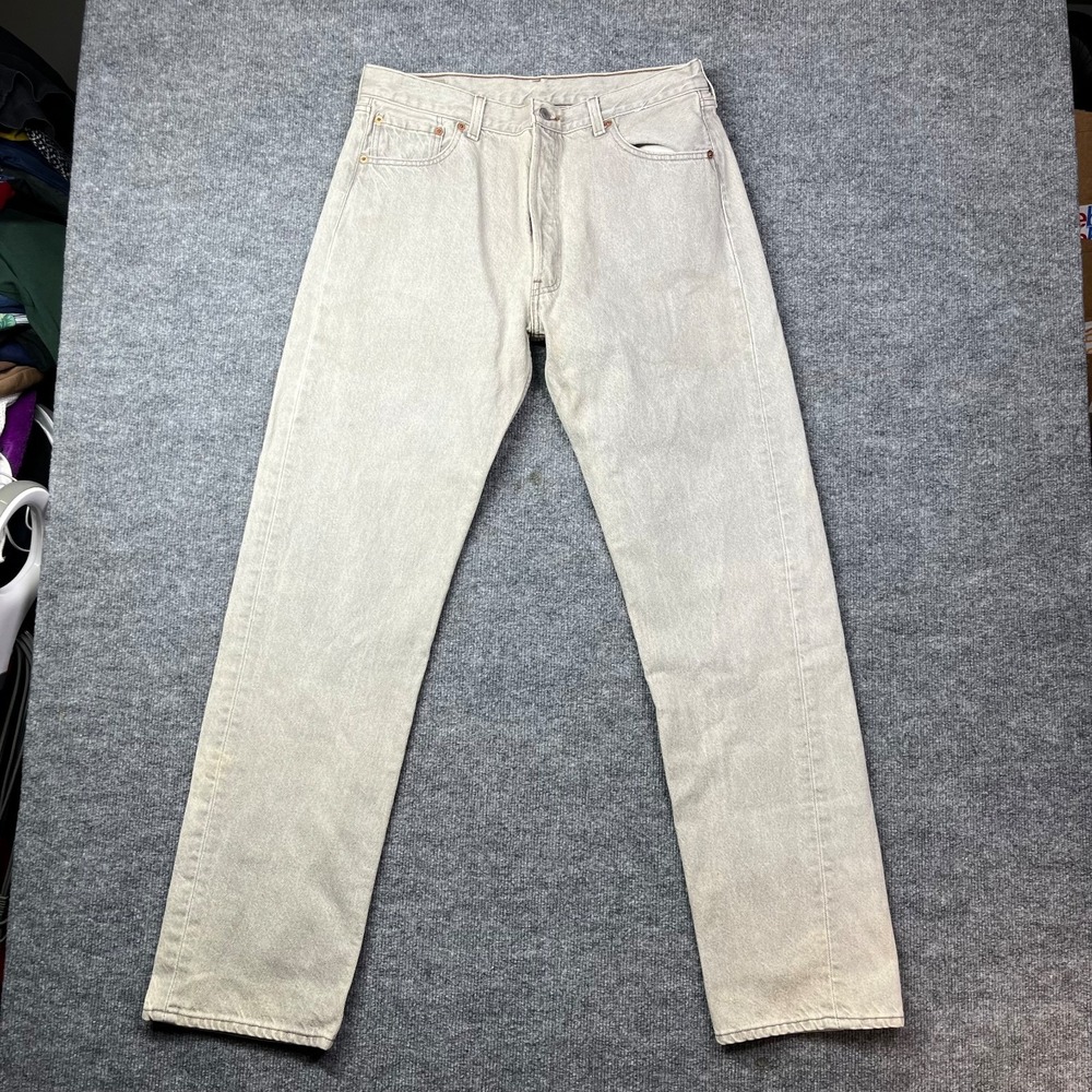 Vintage Levis 501 Jeans Men's Gray Denim Pockets Straight Fit USA Made - 34X34.5